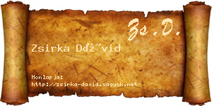 Zsirka Dávid névjegykártya