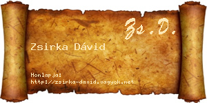 Zsirka Dávid névjegykártya